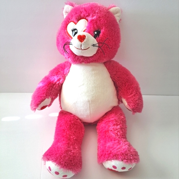 Build-A-Bear Other - Build-A-Bear 2011 Kisses Fur You Hot Pink & White Kitty Plush Stuffed Cat 17"
